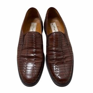 Mezlan Woven Leather Loafers Men’s 9 Spain Brown Preppy Academia Office Vintage